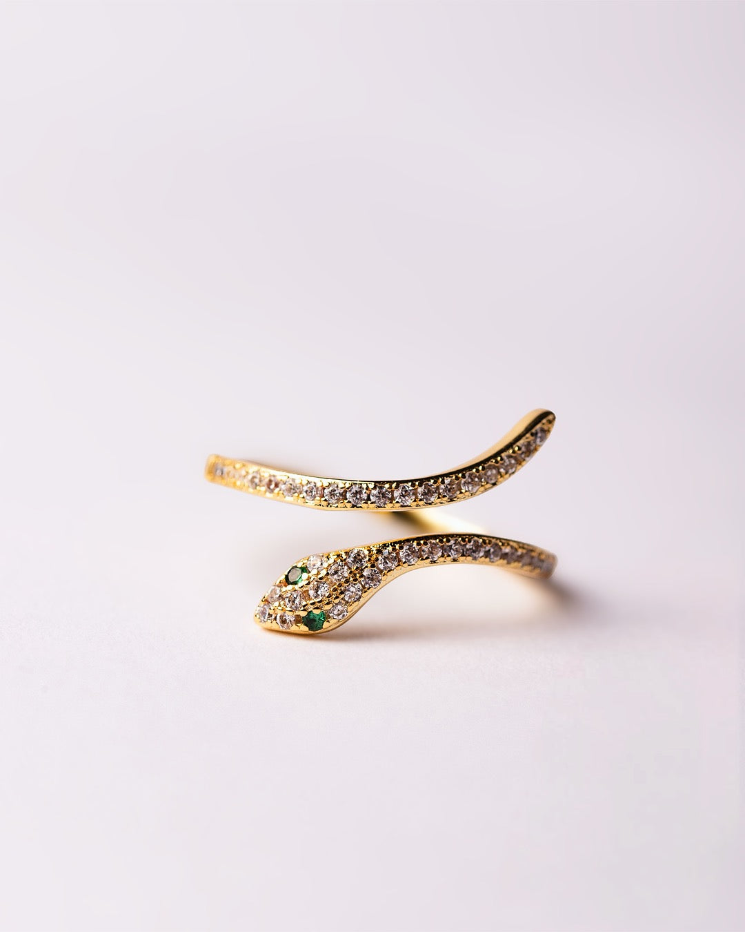 Anello Bangkok Serpente Zirconato Medema in ottone placcato oro 18 carati con zirconi bianchi